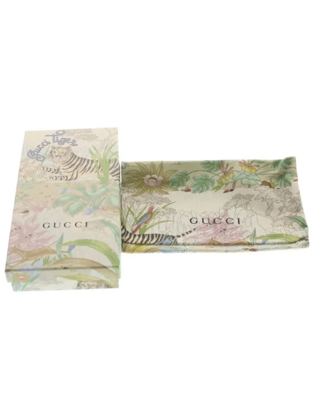 Gucci Horsebit Tiger Leather Gold Zip Around Wallet Ivory Multicolor